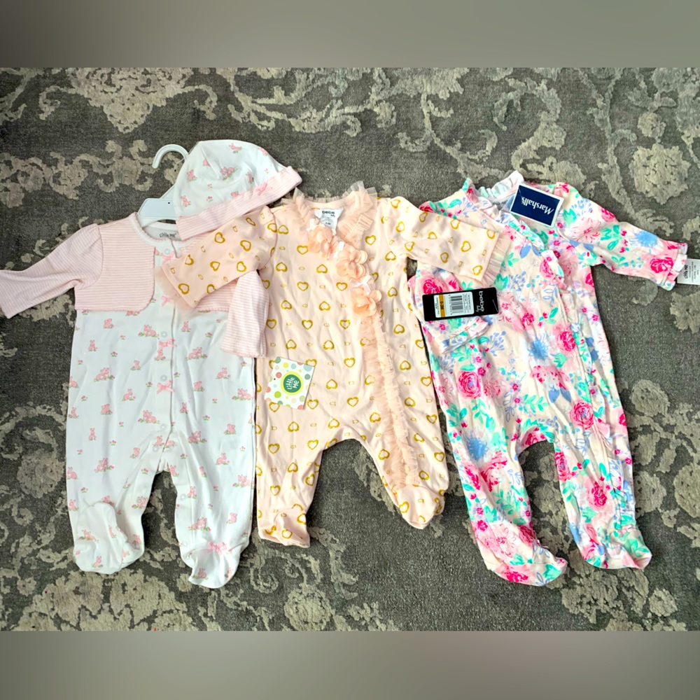 NWT Baby Girl Footies. Sizes 0-3M, 3M, and 6M